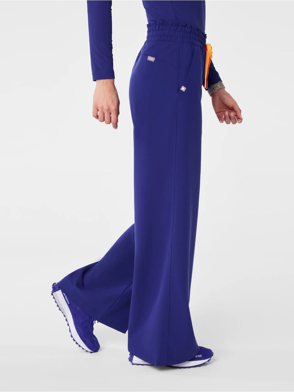Figs Catarina Top XXSR / Allison Ultra Wide Leg Pants XXSP Set Deep Royal Blue - Picture 7 of 11